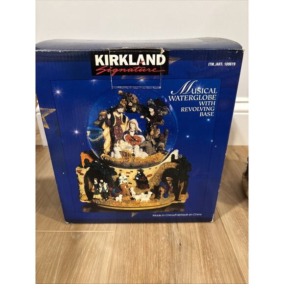 Kirkland Christmas Musical Waterglobe w/ Revolving Base Nativity #109619 Works - Picture 1 of 14
